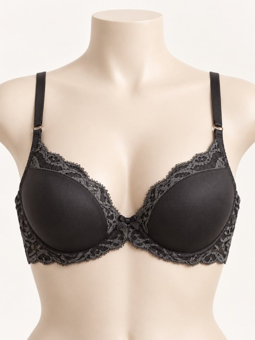 Natori Black Floral Lace Molded Underwire Bra 34C